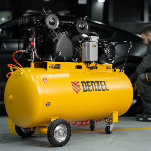 Компрессор воздушный BCI3000-T/200, ременный привод , 3.0 кВт, 200 литров, 530 л/мин Denzel фото 24