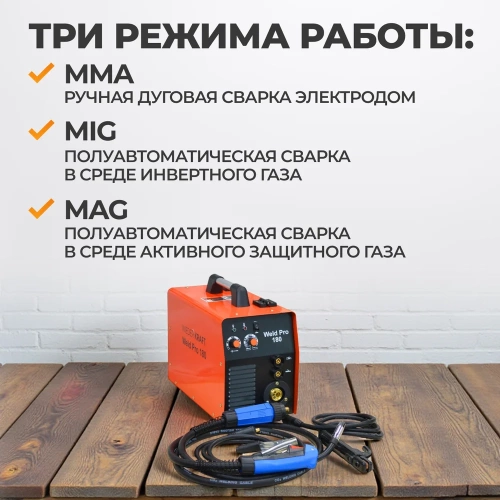 Универсальный сварочный инверторный аппарат WIEDERKRAFT Weld Pro 180 фото 4 Универсальный сварочный инверторный аппарат WIEDERKRAFT Weld Pro 180 фото 4