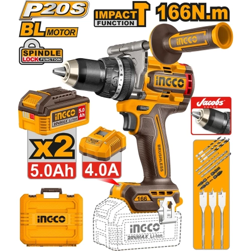 Бесщеточный ударный шуруповерт INGCO 20В, 166 Нм, б/щ (4) INDUSTRIAL CIDLI201668 фото 3