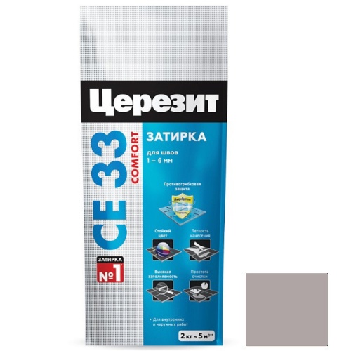 Затирка цементная для узких швов Ceresit СЕ33 Comfort серая 2 кг