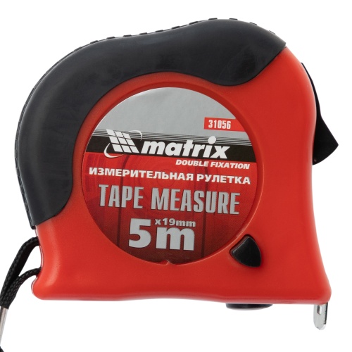 Рулетка Double fixation,5 м х 19 мм,обрезиненный корпус,двойная плавная фиксация Matrix фото 4