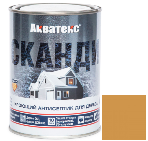 Антисептик акриловый кроющий для дерева Акватекс Сканди полуматовый Имбирь 0,75 л