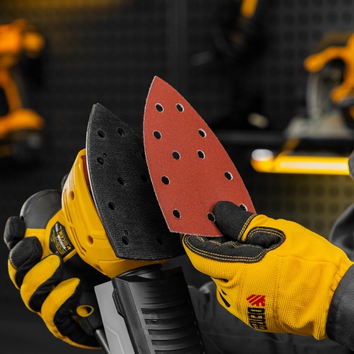 Треугольник абразивный на ворc. подложке под "липучку", перф., P 180, 150х150х100 мм, 5 шт. Denzel фото 6