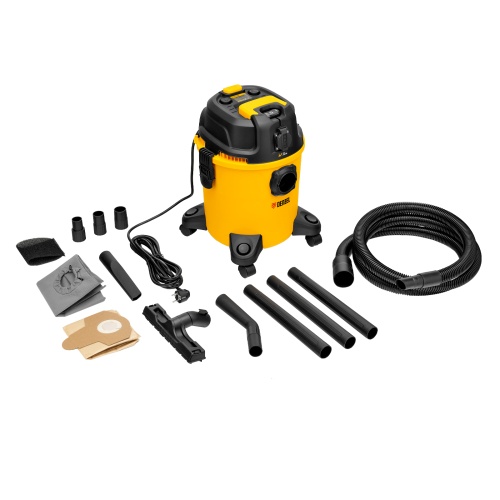 Пылесос строительный RVC20, 1400 Вт, бак 20 л, шланг 3 м, розетка с автосинхр. Denzel фото 14