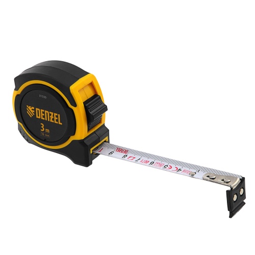 Рулетка 3м х 16мм, двухкомп. корпус, магнитный обрезиненный зацеп Denzel фото 4