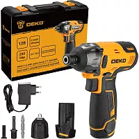 Аккумуляторный ударный винтоверт DEKO DKIS12-Li, с быстрозажимным патроном, 12В, 2*1.5Ач, в кейсе 063-4390