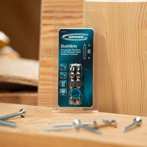 Набор бит двухстор., PH2-PH1х45мм, PZ2-PZ1х45мм, сталь S2, 2 шт. Gross фото 9