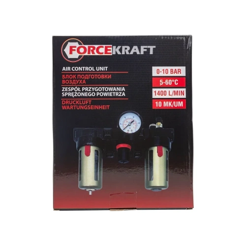 Блок подготовки воздуха с нижним расположением регулятора 1/4" фильтр-регулятор + лубрикатор 10Мк, 1400 л/мин Forcekraft FK-BC2000(54420) фото 8 Блок подготовки воздуха с нижним расположением регулятора 1/4" фильтр-регулятор + лубрикатор 10Мк, 1400 л/мин Forcekraft FK-BC2000(54420) фото 8