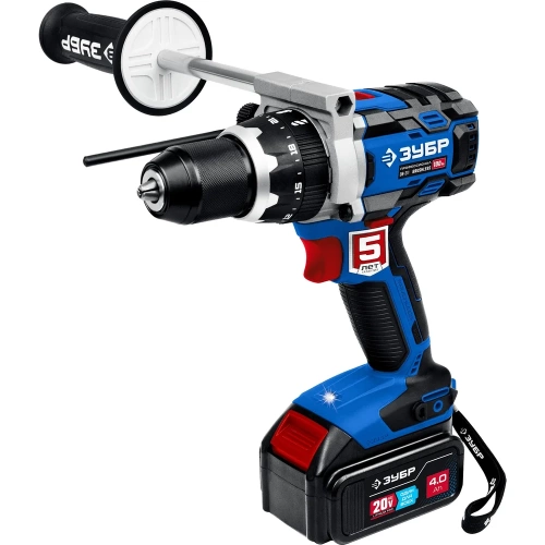 Профессиональная бесщеточная дрель-шуруповерт ЗУБР 20 В, 2 АКБ х 4 Ач, кейс DB-211-42 Профессиональная бесщеточная дрель-шуруповерт ЗУБР 20 В, 2 АКБ х 4 Ач, кейс DB-211-42
