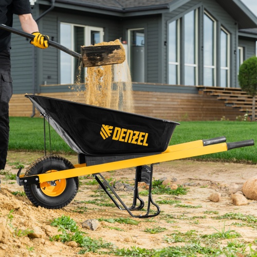 Тачка строительная, усиленная, объем 140 л, 230 кг, колесо 15х6.00-6 Denzel фото 14