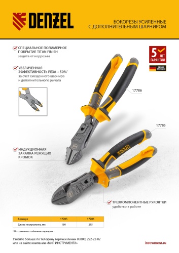 Бокорезы 180 мм, усиленные, трехкомпонентные рукоятки Denzel фото 12 Бокорезы 180 мм, усиленные, трехкомпонентные рукоятки Denzel фото 12