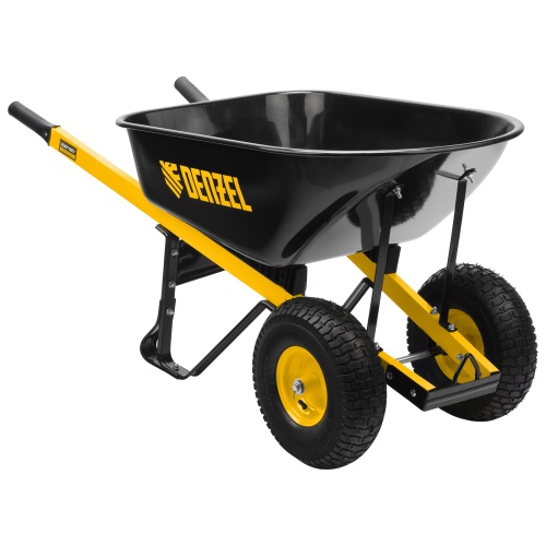 Тачка строительная, усиленная, объем 140 л, 250 кг, двухколесная, колесо 15х6.00-6 Denzel фото 5