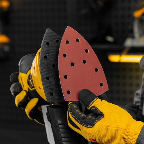 Треугольник абразивный на ворc. подложке под "липучку", перф., P 240, 150х150х100 мм, 5 шт. Denzel фото 6