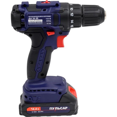Аккумуляторная безударная дрель ПУЛЬСАР ДА 14-30 14,4 В, 30 Hm, Li-on, 2,0 Ah, 2 аккумулятора, кейс 916-950 фото 10 Аккумуляторная безударная дрель ПУЛЬСАР ДА 14-30 14,4 В, 30 Hm, Li-on, 2,0 Ah, 2 аккумулятора, кейс 916-950 фото 10