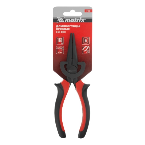 Длинногубцы прямые Black Nickel, 160 мм, двухкомпонентные рукоятки Matrix фото 6