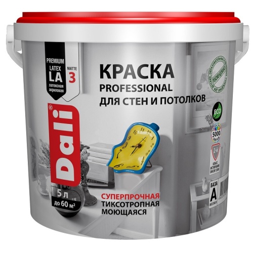 Краска для стен и потолков акриловая Dali Professional база А 5 л