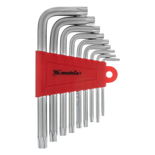 Набор ключей имбусовых Torx , 9 шт, T10-T50, CrV, коротких, с сатинированным покрытием Matrix Набор ключей имбусовых Torx , 9 шт, T10-T50, CrV, коротких, с сатинированным покрытием Matrix