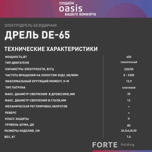 Электрическая дрель OASIS DЕ-65 фото 7 Электрическая дрель OASIS DЕ-65 фото 7