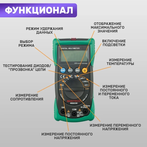 Универсальный мультиметр MASTECH MS8233E 00-00004967 фото 4
