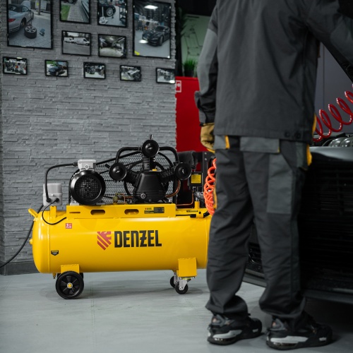 Компрессор воздушный BCW3000-T/100, ременный привод, 3.0 кВт, 100 литров, 520 л/мин Denzel фото 25