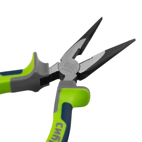 Длинногубцы прямые 160 мм, фосфатирование, трехкомпонентные рукоятки Сибртех фото 5