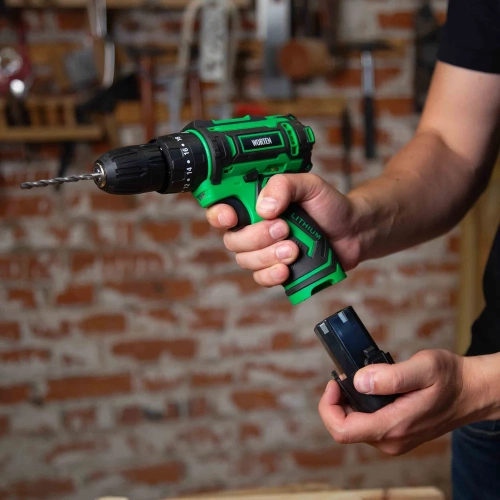 Дрель-шуруповерт ударная аккумуляторная WORTEN в кейсе + оснастка 13 шт, 2x2.0Ач, 12В IM КА-90000580 фото 7