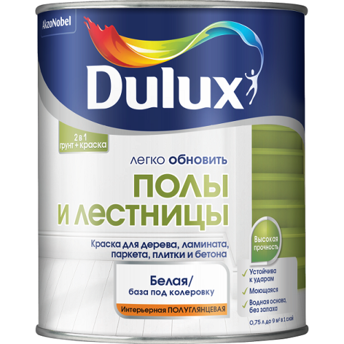 Краска Dulux Легко обновить Полы и лестницы база BC полуглянцевая 0,75 л