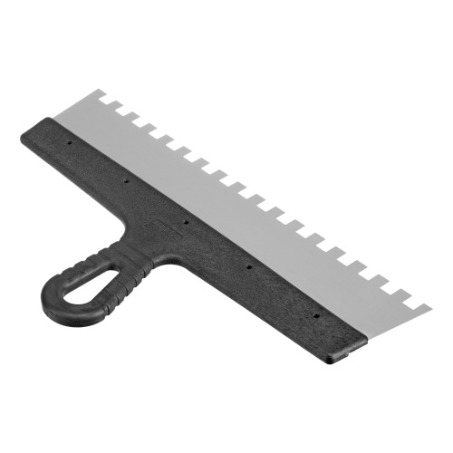 Шпатель из нержавеющей стали, 350 мм, зуб 10 х 10 мм, пластмассовая ручка Сибртех фото 2 Шпатель из нержавеющей стали, 350 мм, зуб 10 х 10 мм, пластмассовая ручка Сибртех фото 2