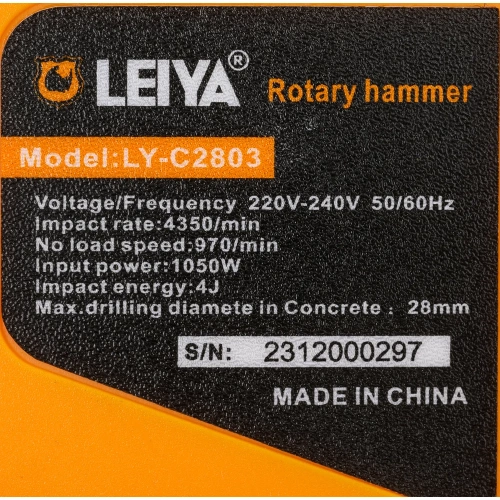 Перфоратор LEIYA SDS-PLUS LY-C2803. 0838 фото 9 Перфоратор LEIYA SDS-PLUS LY-C2803. 0838 фото 9