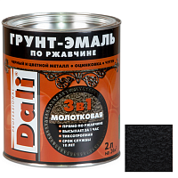 Грунт-эмаль по ржавчине Dali 3 в 1 молотковая чёрная 2 л
