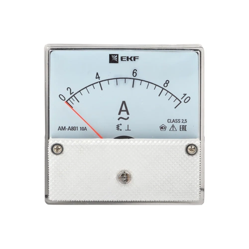 Аналоговый амперметр EKF AMA-801 на панель, круглый вырез, 80х80, 10 А, прямое подключение ama-801-10