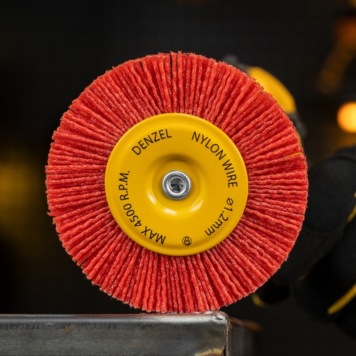 Щетка для дрели, 100 мм, Плоская, со шпилькой, нейлоновая щетина Denzel фото 9