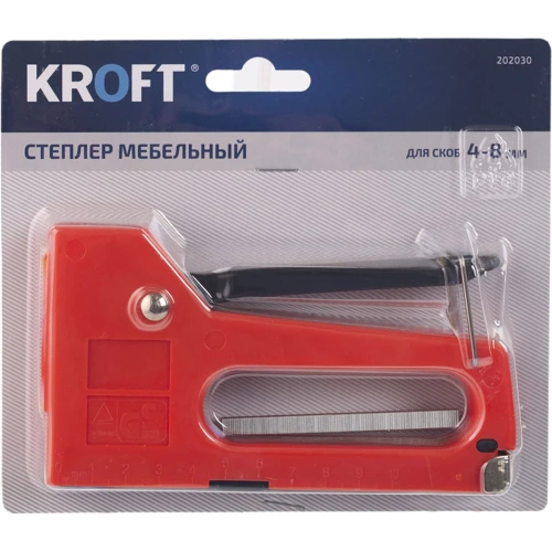 Степлер строительный мебельный в комплексе скобы 100 шт Kroft 4-8мм 202030 фото 5