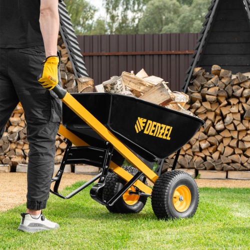 Тачка строительная, усиленная, объем 140 л, 250 кг, двухколесная, колесо 15х6.00-6 Denzel фото 15