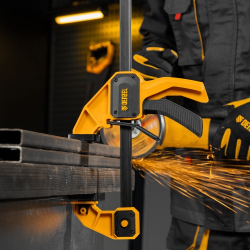 Струбцина F-образная, быстрозажимная, 450 х 80 мм, усиленный нейлоновый корпус Denzel фото 7