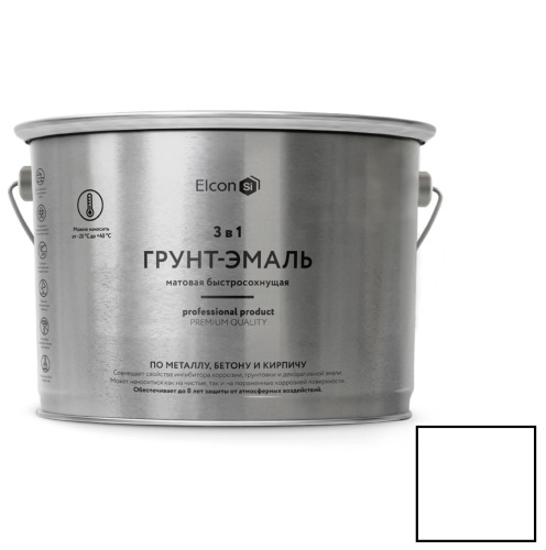 Грунт-эмаль по ржавчине Elcon 3 в 1 матовая RAL 9003 белая 10 кг