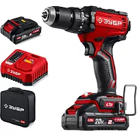 Бесщеточная ударная дрель-шуруповерт, сумка ЗУБР 20 В, 65 Н·м, 2 АКБ LMS (2 А·ч) ДБУ-65-22