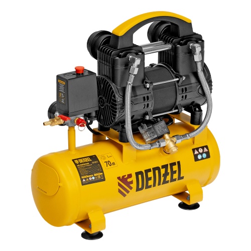 Компрессор безмасл. малошумный DLP-950/10, 950Вт,10 л, 2850 об/мин, 170 л/мин Denzel фото 3