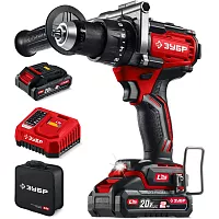 Бесщеточная ударная дрель-шуруповерт, сумка ЗУБР 20 В, 165 Н·м, 2 АКБ LMS (2 А·ч) ДБУ-165-22