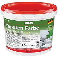 Краска интерьерная для обоев Pufas Tapeten Farbe морозостойкая белая основа А 2,5 л/3,7 кг