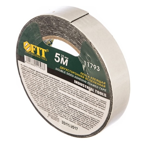 Лента клейкая Fit 11793 двухсторонняя черная 25 мм 5 м фото 4