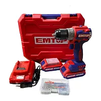 Компактная бесщеточная аккумуляторная дрель-шуруповерт EMTOP напряжение: 20 В, скорость холостого хода: 0-550/0-2000 об/мин, крутящий момент: 60 Нм ECDL20602
