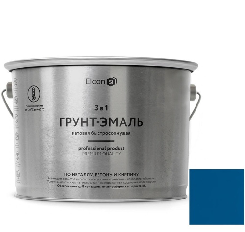 Грунт-эмаль по ржавчине Elcon 3 в 1 матовая Ral 5005 синяя 10 кг