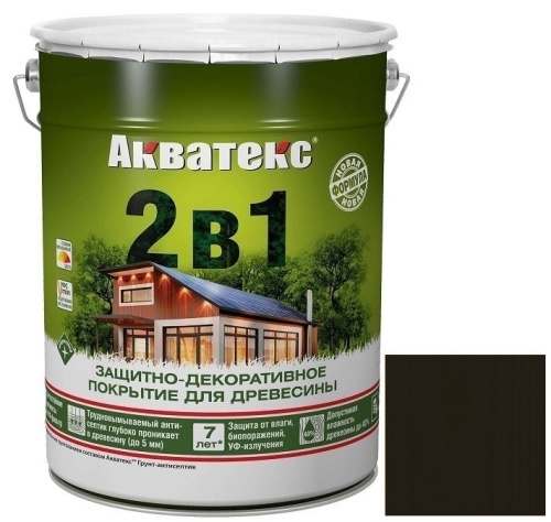 Покрытие алкидное защитно-декоративное для древесины Акватекс 2 в 1 полуматовое Венге 2,7 л