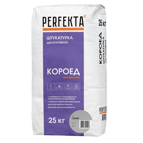Штукатурка декоративная Perfekta Короед серый 25 кг