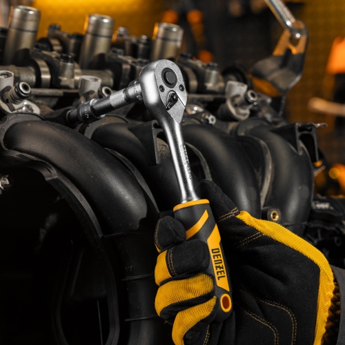 Ключ-трещотка 3/8", 90 зубьев, с быстрым сбросом, CrV Denzel фото 12