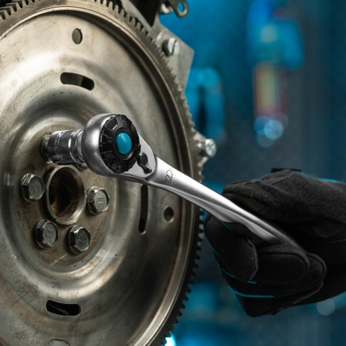 Ключ-трещотка 1/2", CrV, 120 зубьев, с быстрым сбросом, цельнометаллический, хром Gross фото 11