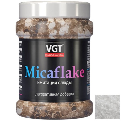 Добавка декоративная VGT Micaflake имитация слюды серебристо-белая 800 мкм 0,09 кг
