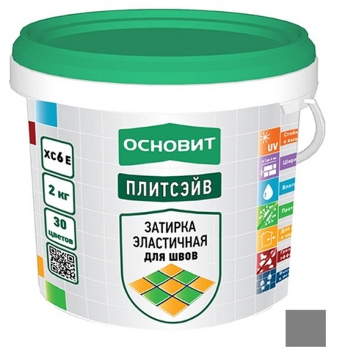 Затирка эластичная Основит Плитсэйв XC6 E тёмно-серая 20кг Затирка эластичная Основит Плитсэйв XC6 E тёмно-серая 20кг