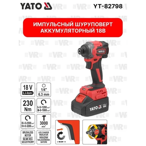 Аккумуляторный шуруповерт YATO LI- ION 18 В YT-82782 370082798 092 1 фото 3